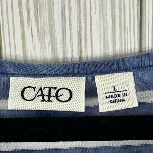 Cato Sleeveless Striped Wrap Tee - Picture 3 of 5